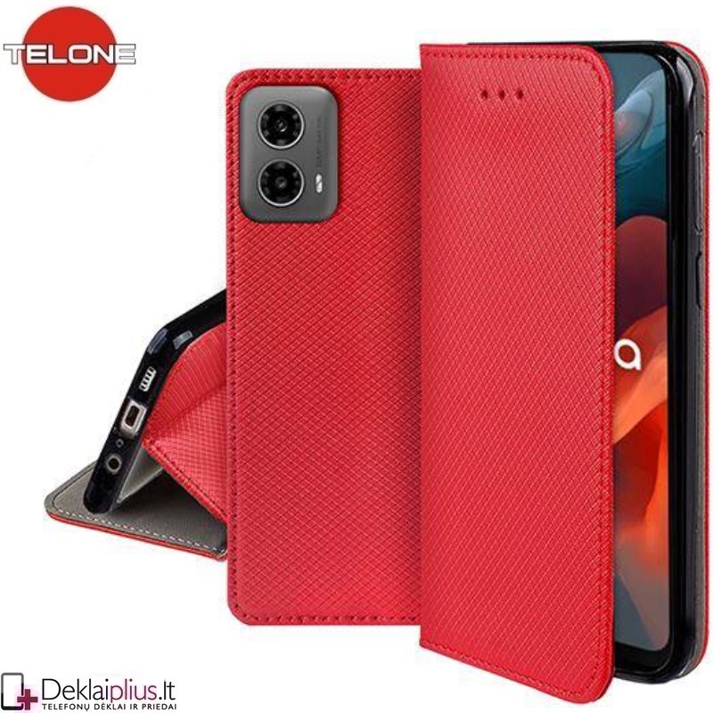 Telone atverčiamas dėklas - raudonas (Motorola Moto G34 5G) Telone atverčiamas dėklas - raudonas (Motorola Moto G34 5G)